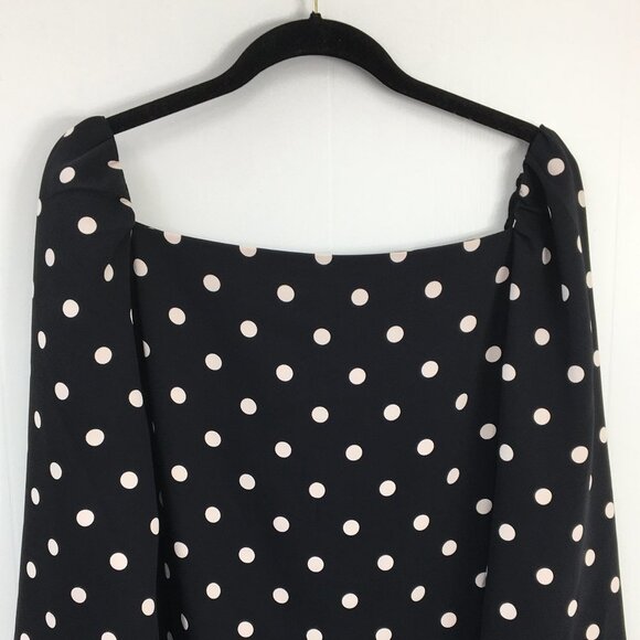 Ann Taylor Black and White Polka Dot Long Sleeve Square Neckline Dress Size 18T - Picture 3 of 8